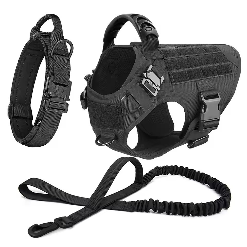 Tactical Dog Harness Medium Large Dog Vest with Dog Leash and Dog Collar
