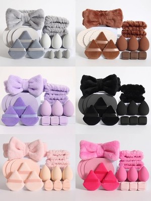 15PCS Cosmetic Puff Makeup Sponge Set with Beauty Egg, Headband & Wristbands