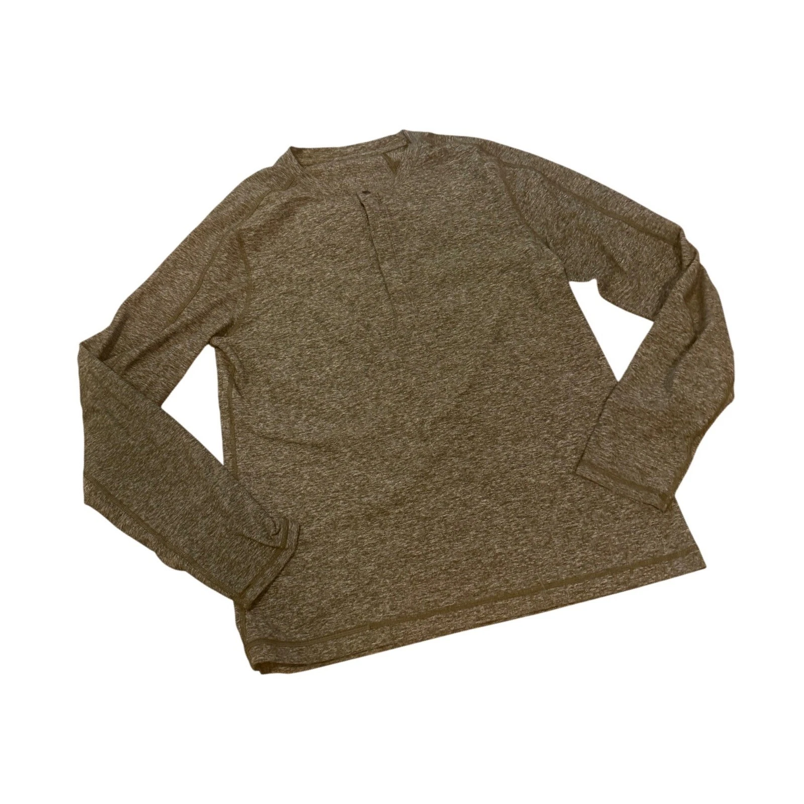 Lululemon Metal Vent Tech Henley Long Sleeve Shirt Mens Green Heathered medium
