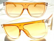 Classy Elegant Modern Retro Futuristic Shield Party Raver SUNGLASSES Peach Frame