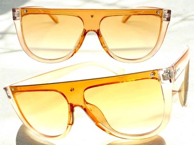 Classy Elegant Modern Retro Futuristic Shield Party Raver SUNGLASSES Peach Frame