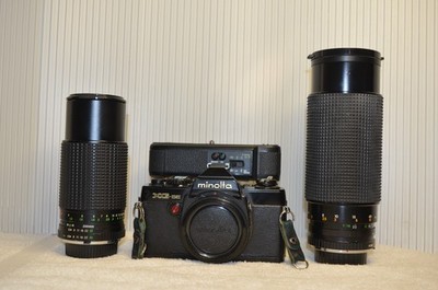Minolta XG-SE/ xg-1 with Auto Winder and THREE LENSES-READ Description WORKS!