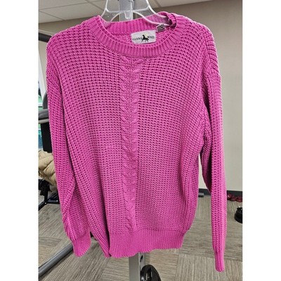 Golden Wings Vintage Magenta Pink Chunky Cable Knit Sweater Womens 40 Korea