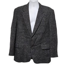 Patrick James Harris Tweed Blazer Mens 44R Gray Wool Scottish Vintage Style USA