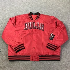 Chicago Bulls Jacket Mens 2XL Red NBA Basketball Bomber Varsity Snap Button