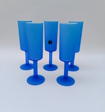 ♥ 5 BICCHIERI FLUTE CHAMPAGNE CARLO MORETTI DESIGN IN VETRO DI MURANO TURCHESE