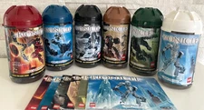 Bionicle Toa Metru 8602 8604 8605 8606 w/Mans Cans +Limited Edition Glitter Lids