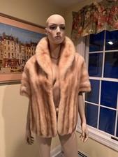 NEW Light Cream Blonde Mink Real FUR STOLE EVENING WRAP SHOULDER SHRUG Bridal