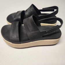 Reef Water Vista Higher Black Cream Platform Sandals Womens 9 Straps Casual 