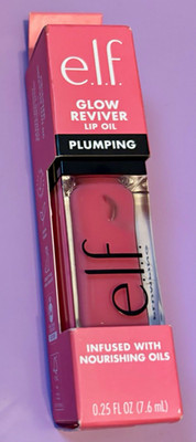 e.l.f. Glow Reviver Plumping Lip Oil, Pink Gloss, Nourishing Oils 0.25 fl oz