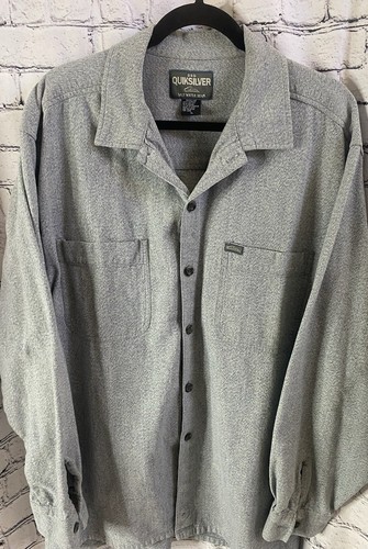 Quicksilver Salt Water Denim Flannel Long Sleeve Shirt Blue Sz XL Skate Surf