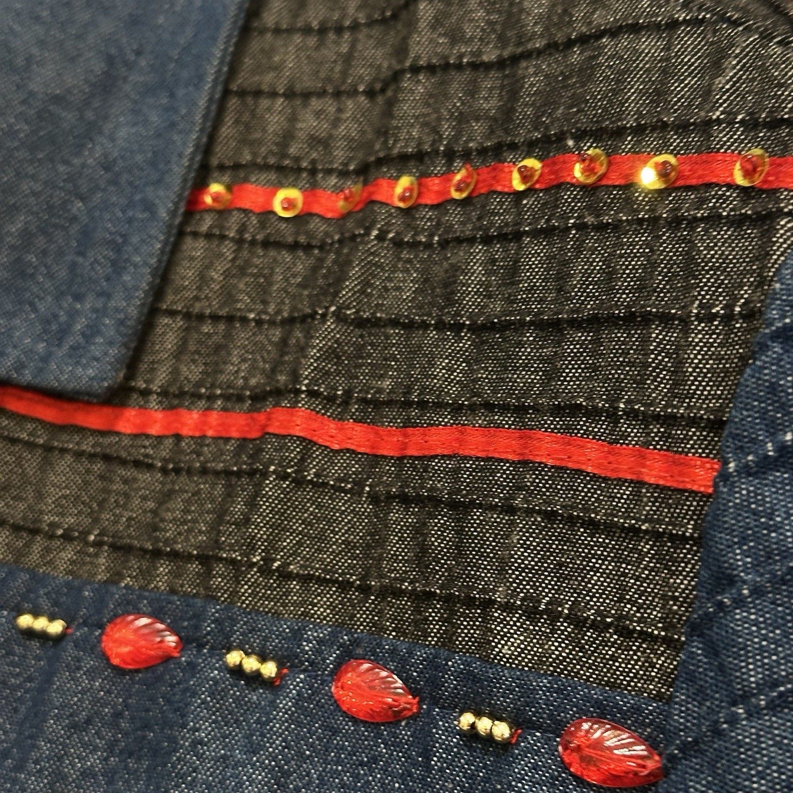 Coldwater Creek Jacket Patchwork Button M Orange … - image 8