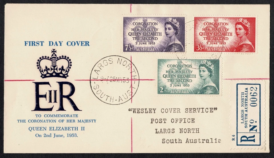 Australia 1953 FDC, Coronation QEII, Wesley Cover Service, Largs North SA - Image 2 of 3