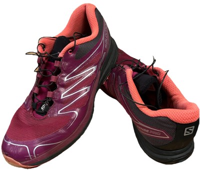 Women s Salomon Sense Pro 2 Trail Hiking Shoes Sz 8 Purple Pink Black Running