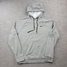 Nike Hoodie Mens Small Gray Therma-Fit Fleece Pullover Sweatshirt Swoosh Logo