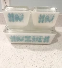 Vintage PYREX Amish Butterprint Refrigerator Set & Lids 501 502 503 Lot Aqua