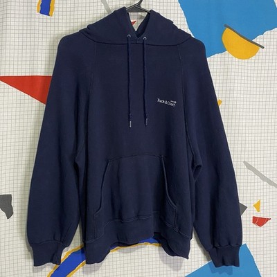 Vintage 70s Hoodie Pullover Sweatshirt Raglan 92% Cotton Large Navy 60s Style