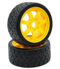 Powerhobby 1/8 Gripper 42/100 Belted Mounted Tires 17mm Hex Yellow PHBPHT5101Y