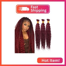 Red Boho Human Hair Deep Wave Bulk 22 22 22 Inch 99J Human Hair Deep Wave Burgun