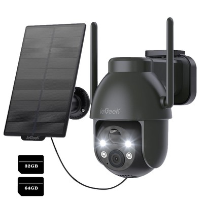 ieGeek 2K Kabellose WLAN Überwachungskamera Aussen 360° PTZ Solar/Akku Kamera