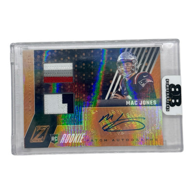 2021 Panini Zenith Mac Jones RC Dual Patch Auto 04/50 Patriots #85