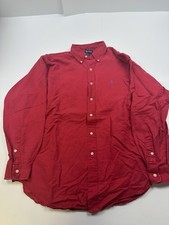 Ralph Lauren Red Blake Silk Linen Blend Button Down Large