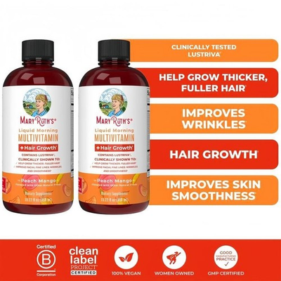 #ad 3X MaryRuth#x27;s Liquid Multivitamin Hair Growth Women Biotin Peach Mango 450ml New $47.99