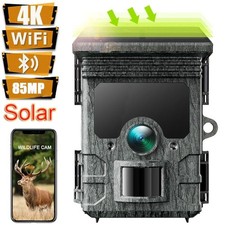 4K Solar Powered Trail Camera 85MP WiFi Hunting Scouting Cam 3PIR Night Vision