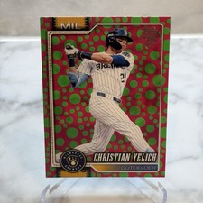 Christian Yelich 2026 Topps Series 1 #154 PINK/GREEN Holiday Polka Dots Card MLB