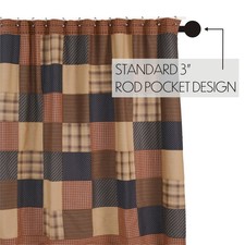 New Primitive NAVY CRANBERRY LOG CABIN PATCHWORK SHOWER CURTAIN 72"