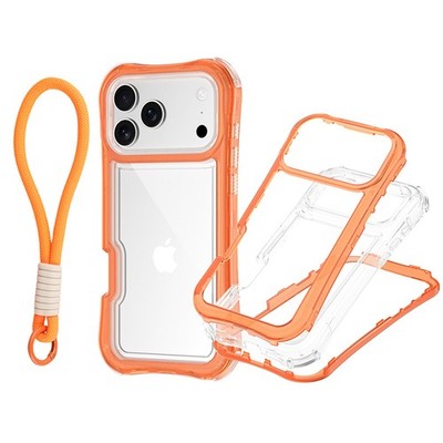 For iPhone 17 16 15 14 13 12 11 Transparent Shockproof Case with Hand Strap Air