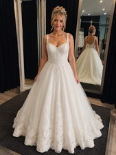 Morilee Y2K Tulle Lace Gown Wedding Dress  Princess Sleeveless Bridal Gown SzL 