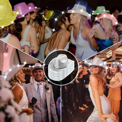 LED Cowboy Hats Bulk Light Up Cowgirl Party Hats Heart  display picture 3