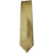 Tommy Hilfiger Mens Yellow Silk Sailboat Nautical Seagull Print Tie Made in USA