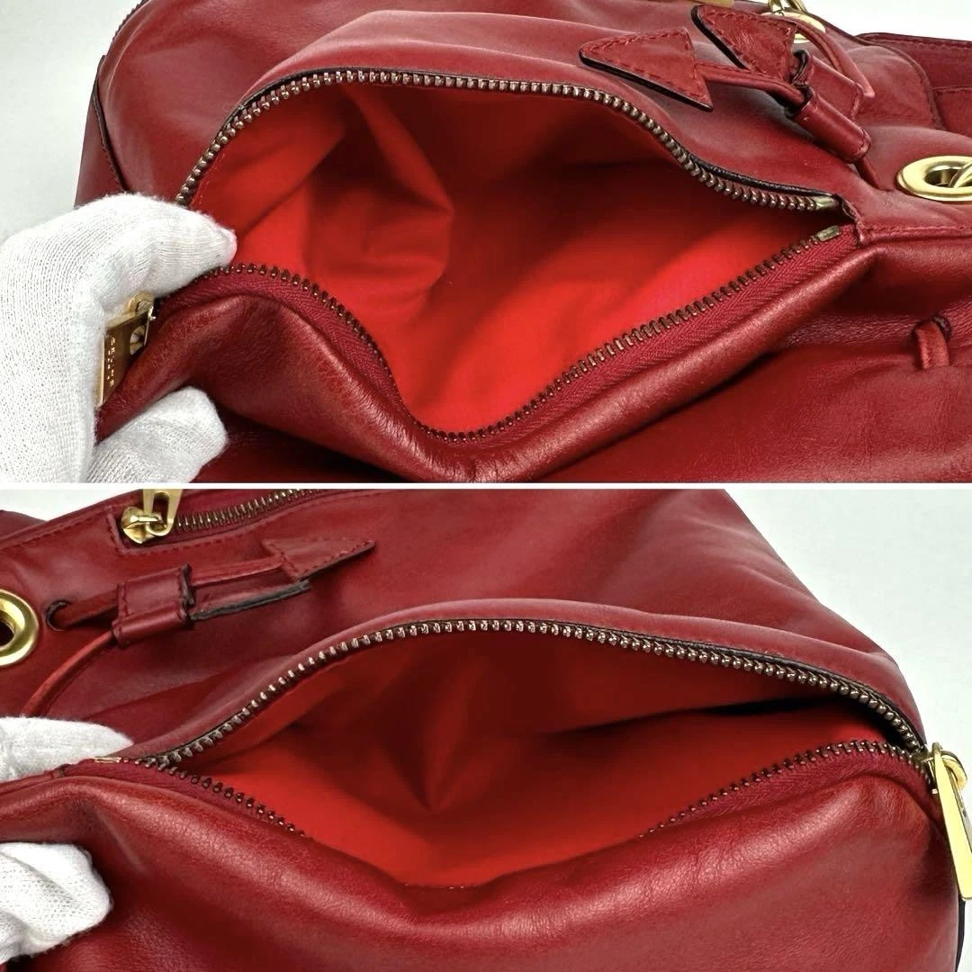 Borsa a tracolla Celine 2 vie cerchio oro ferramenta pelle rossa usata buone condizioni