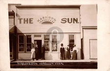 Harrison Nebraska Sun Newspaper Office on Main St RPPC Photo Postcard COPY