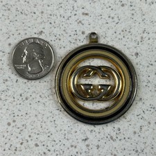 Authentic Vintage Gucci Double Interlocking G Black Ivory Pendant Charm Keychain