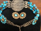 Native American Style Choker And Earrings Set Costume Jewelry Turquoise Colored — photo 2