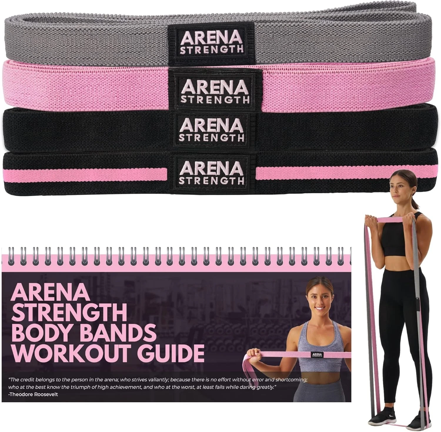 Long Fabric Full Body Resistance Bands Set of 4 & Pull Up Assistance Bands Cloth