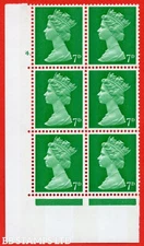 SG. 737. U19. 7d Bright Emerald. An UNMOUNTED MINT cylinder block of 6. C B85898