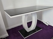 Giovani 4 seater Black White High Gloss Glass Dining Table