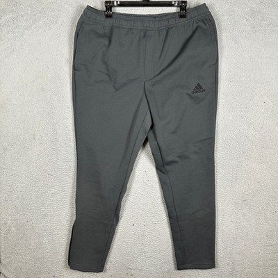 NEW Adidas Sweatpants Mens XL Gray Fleece Joggers Tapered Leg Ankle Zip Pull On