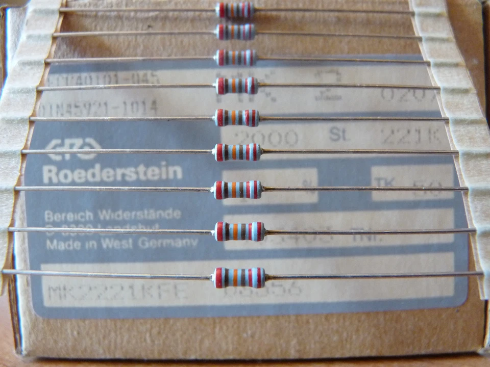 10x Vishay Roederstein MK2 Résistance Couche Métal 221K 0.6W 1% 50ppm