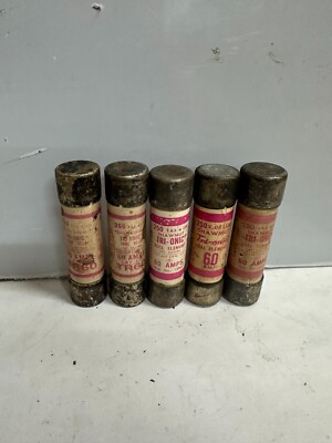 60 AMP FUSES SHAWMUT TR-60 TRI-ONIC (LOT OF 5) TEST GOOD FREE SHIPPING