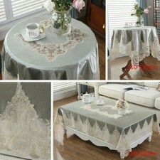 Lace Embroidery Tablecloth Velvet European Table Cover Rectangular Round