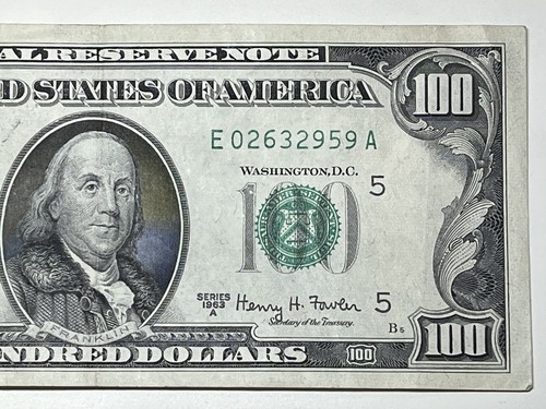 1963 A $100 Hundred Dollar Bill Federal Reserve Note Richmond VA Vintage Old - Picture 3 of 6