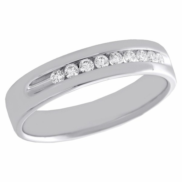 14K WeißGold Kanal Set Diamant Ehering Herren Verlobungsring 0.25 Karat-image