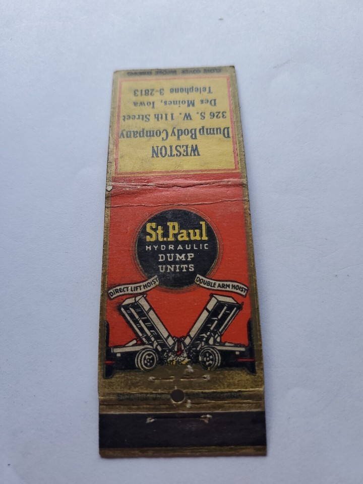 Weston Dump Body Company Des Moines Iowa Matchbook Cover eBay