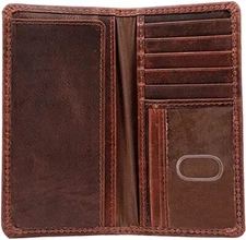 Brown Long Wallets for Men - Bifold Mens Wallet RFID Blocking - Full Grain Le...