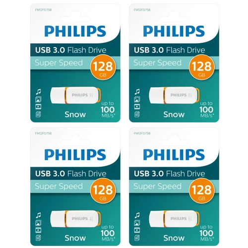 4 x PHILIPS ( 128 GB ) USB 3.0 SNOW Pen Flash Drive Memory Stick - High Speed